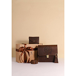Женский подарочный набор кожаных аксессуаров Мюнхен Коричневый BlankNote
