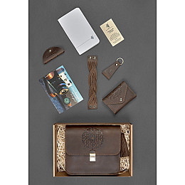 Женский подарочный набор кожаных аксессуаров Мюнхен Коричневый BlankNote