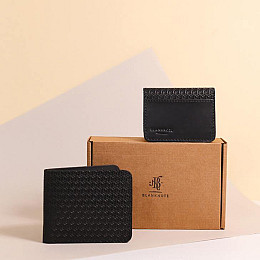 Мужской подарочный набор кожаных аксессуаров Цюрих Черный BlankNote