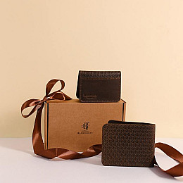 Мужской подарочный набор кожаных аксессуаров Пекин Коричневый BlankNote