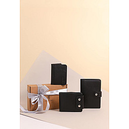 Мужской подарочный набор кожаных аксессуаров Бейрут Черный BlankNote