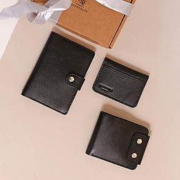 Мужской подарочный набор кожаных аксессуаров Бейрут Черный BlankNote