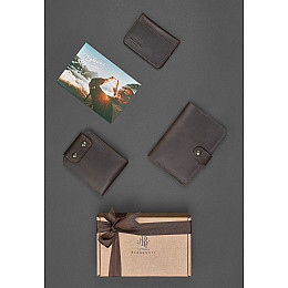 Мужской подарочный набор кожаных аксессуаров Лион Коричневый BlankNote