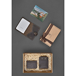 Мужской подарочный набор кожаных аксессуаров Лион Коричневый BlankNote