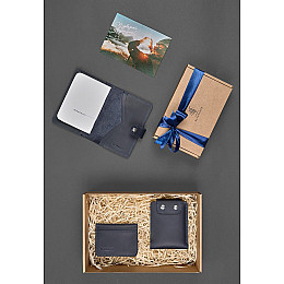 Мужской подарочный набор кожаных аксессуаров Кёльн Синий BlankNote