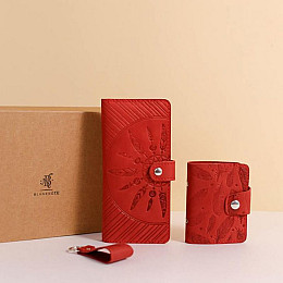 Набор женских кожаных аксессуаров Маракеш Красный BlankNote