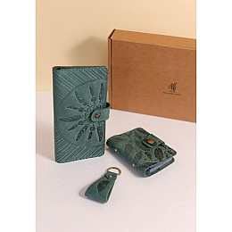 Набор женских кожаных аксессуаров Канкун Зеленый BlankNote