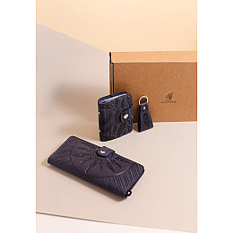 Набор женских кожаных аксессуаров Ханой Синий BlankNote