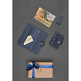 Набор женских кожаных аксессуаров Ханой Синий BlankNote