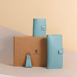 Набор женских кожаных аксессуаров Панама Бирюзовый BlankNote