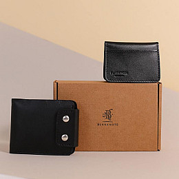 Мужской набор кожаных аксессуаров Вильнюс Черный BlankNote