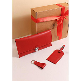 Набор кожаных аксессуаров для путешественника Сантьяго Красный BlankNote