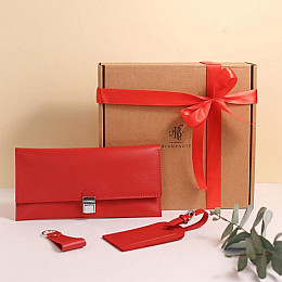 Набор кожаных аксессуаров для путешественника Сантьяго Красный BlankNote