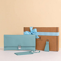 Набор кожаных аксессуаров для путешественника Дубай Бирюзовый BlankNote