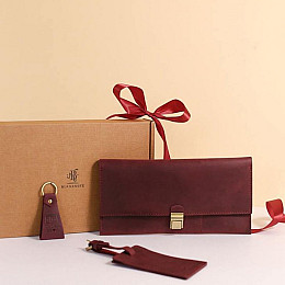 Набор кожаных аксессуаров для путешественника Верона BlankNote Бордовый