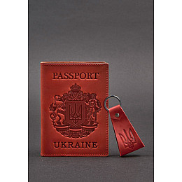 Подарковий набір шкіряних аксесуарів з українською символікою корал BlankNote