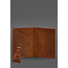 Подарковий набір шкіряних аксесуарів з українською символікою світло-коричневий BlankNote