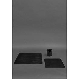 Набор для рабочего стола из натуральной кожи 1.0 черный Crazy Horse BlankNote