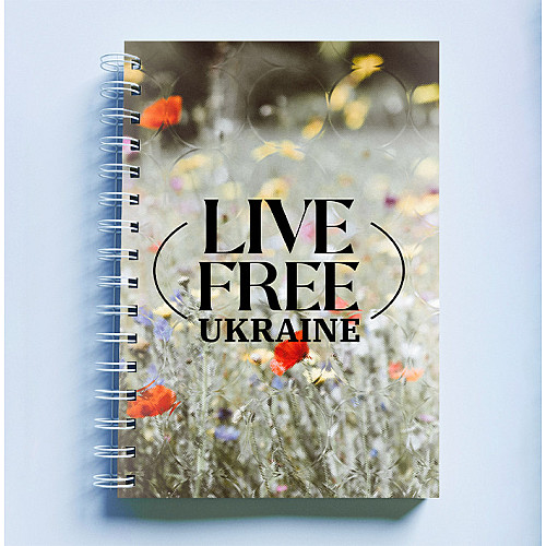 Скетчбук Sketchbook блокнот для малювання з патріотичним принтом "Live Free Ukraine. Поле з квітами" А3 Кавун 48