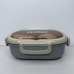 Ланч-бокс пластиковий 22*15*7 см Ал Пластик 1208 сірий з бежевим