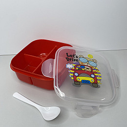 Ланч-бокс пластиковий з трьома відділеннями 15*15*6 см Let's Drive Ал Пластик 37166