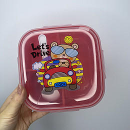 Ланч-бокс пластиковий з трьома відділеннями 15*15*6 см Let's Drive Ал Пластик 37166