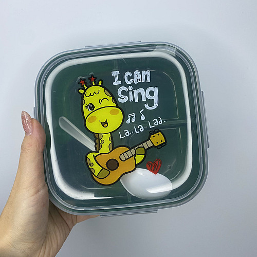 Ланч-бокс пластиковый с тремя отделами 15*15*6 см I can sing Ал Пластик 37166