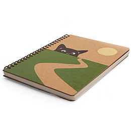 Блокнот "Кіт і дорога" еко крафт-картон Kiri sketch 11120-T-KR формат А5 на пружині