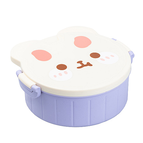 Ланч-бокс дитячий зі столовими приборами Happy Life Rabbit 18*18*7 см ліловий (HP12270V)