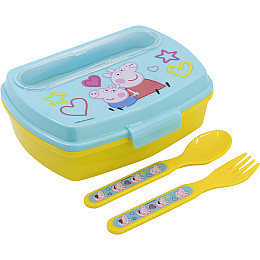 Ланч-бокс детский с ложкой и вилкой Stor Peppa Pig (13909)