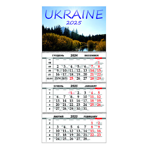 Квартальный настенный календарь на 2025 Vivay Украина 30x65 см Разноцветный (hub_uodhte)