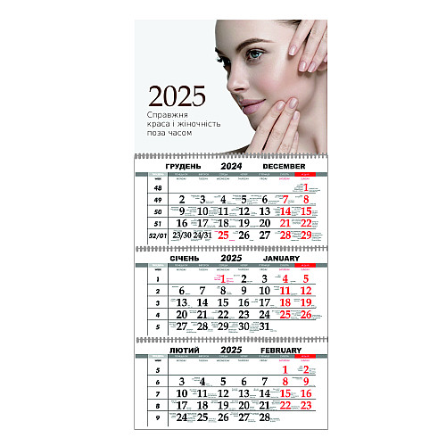 Квартальный настенный календарь на 2025 Vivay Салон красоты 30x65 см Разноцветный (hub_jhek2p)