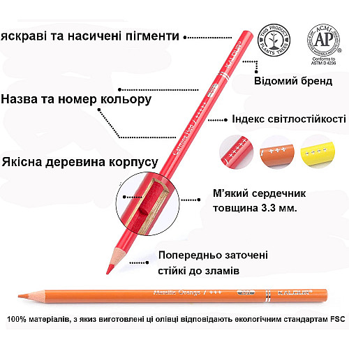 Набір кольорових олівців Kalour з грифелем на восковій основі 72 кольори (YW-PCC072)