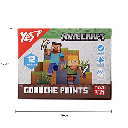 Краски гуашеві Yes Minecraft 12 кольорів 20 мл (230407)
