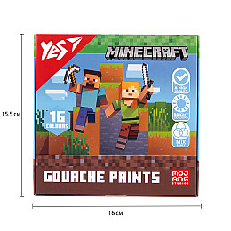 Краски гуашеві Yes Minecraft 16 кольорів 20 мл (230408)
