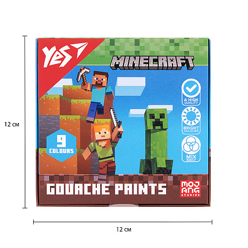 Краски гуашеві Yes Minecraft 9 кольорів 20 мл (230406)