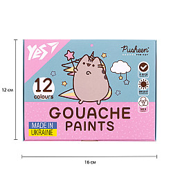 Краски гуашеві Yes Pusheen 12 кольорів 20 мл (230402)
