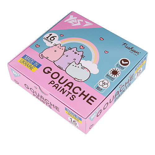 Краски гуашеві Yes Pusheen 16 кольорів 20 мл (230403)