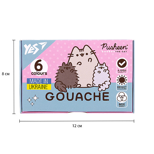 Краски гуашеві Yes Pusheen 6 кольорів 20 мл (230400)