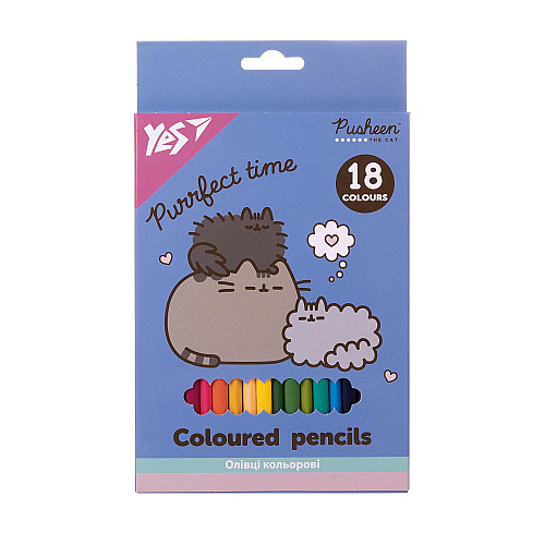 Карандаши цветные YES Pusheen 18 цветов (290766)
