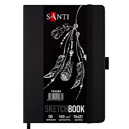 Скетчбук для графіки Santi з чорною папером 15x21 см PU 145 г/м2 56 л (743244)