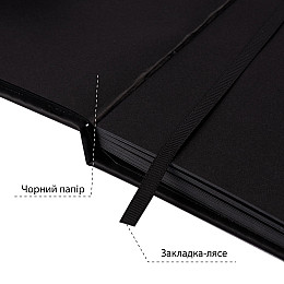 Скетчбук для графіки Santi з чорною папером 16x23 см PU 145 г/м2 56 л (743243)