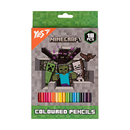 Карандаши цветные YES Minecraft Heroes 18 цветов (290732)