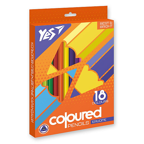 Карандаші кольорові YES Erudite 18 кольорів (290643)