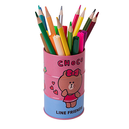 Стакан-подставка бочка YES Line friends 10,8х6,5 см Разноцветный (708098)