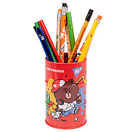 Стакан-підставка бочка YES Line friends 10,8х6,5 см Різнокольоровий (470504)