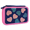 Пенал двойной YES HP-01 Bright Hearts 13х21х4 см Сине-розовый (533640)