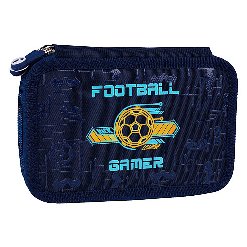 Пенал двойной YES HP-01 Football Gamer 13х21х4 см Темно-синий (533642)