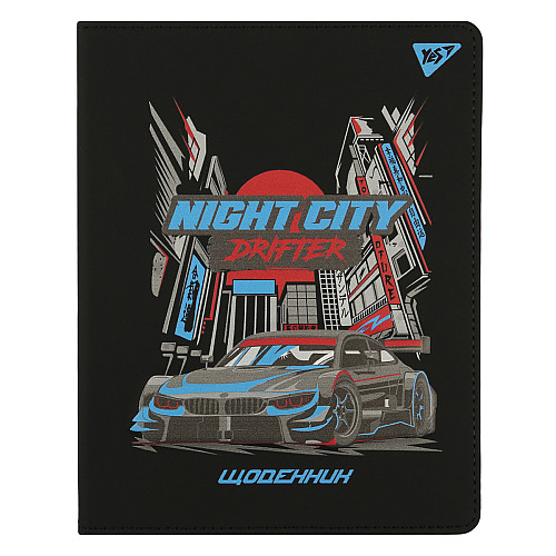 Дневник школьный YES PU твердый Night city drifter А5 Разноцветный 40 листов (911609)