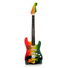 Гитара миниатюра No Brand Bob Marley 24х7,5х1,5 см Разноцветный (DN29869)